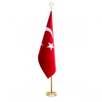 Telalı Türk Makam Bayrağı ve Gold Pirinç Makam Direği