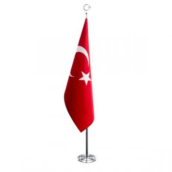 Telalı Türk Makam Bayrağı ve Krom Makam Direği